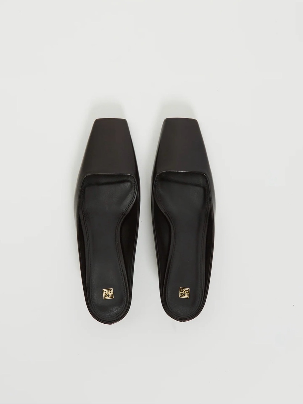 Toteme Black Leather Square-Toe Slip-On Mule TOTEME Leather Mules